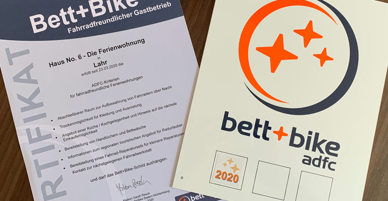 ＂bett+bike＂-Zertifikat: Wir sind fahrradfreundlich!